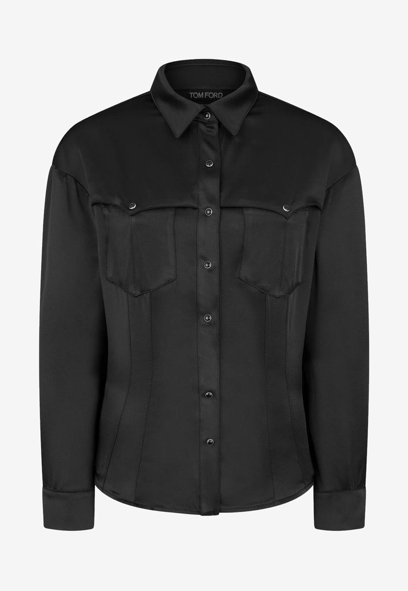 Long-Sleeved Satin Shirt