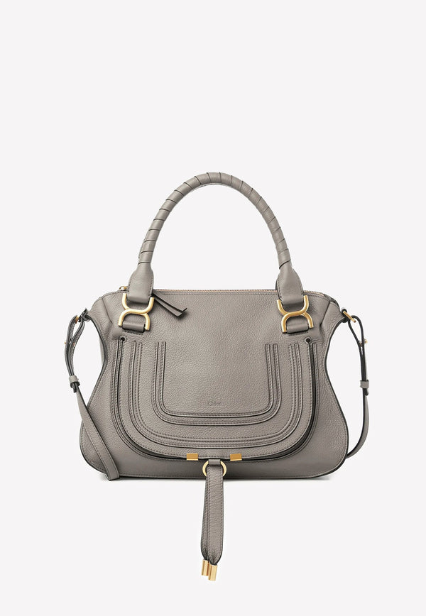 Medium Marcie Top Handle Bag in Grained Leather
