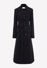Double-Breasted Wool Tweed Trench Coat