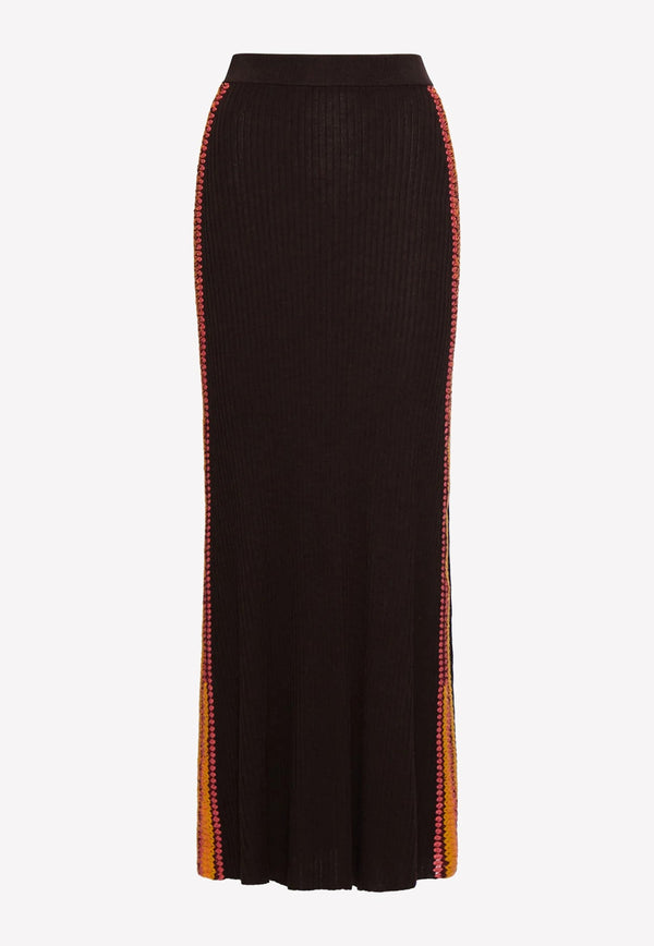Ribbed Knit Midi Skirt in Wool