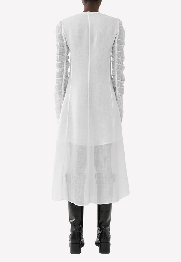 Ramie Long-Sleeved Midi Dress