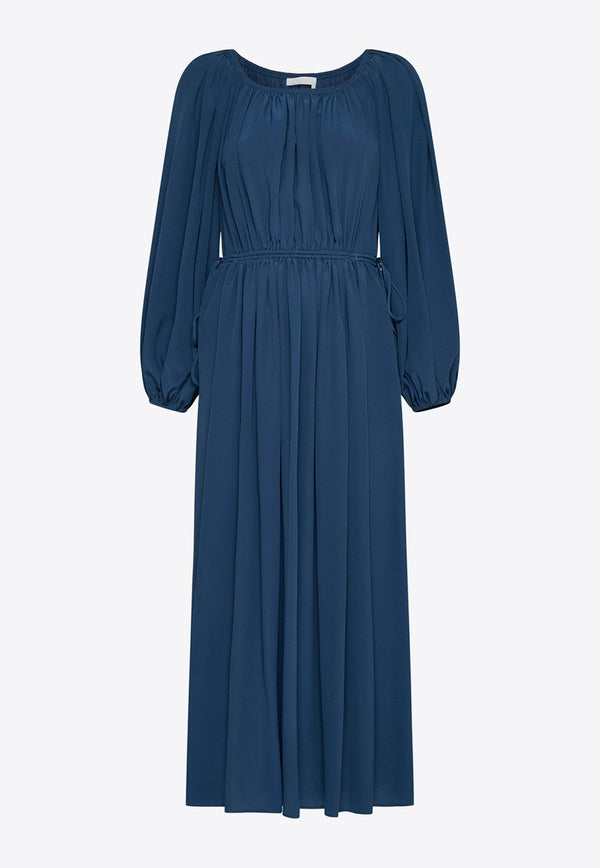Silk Long-Sleeved Midi Dress