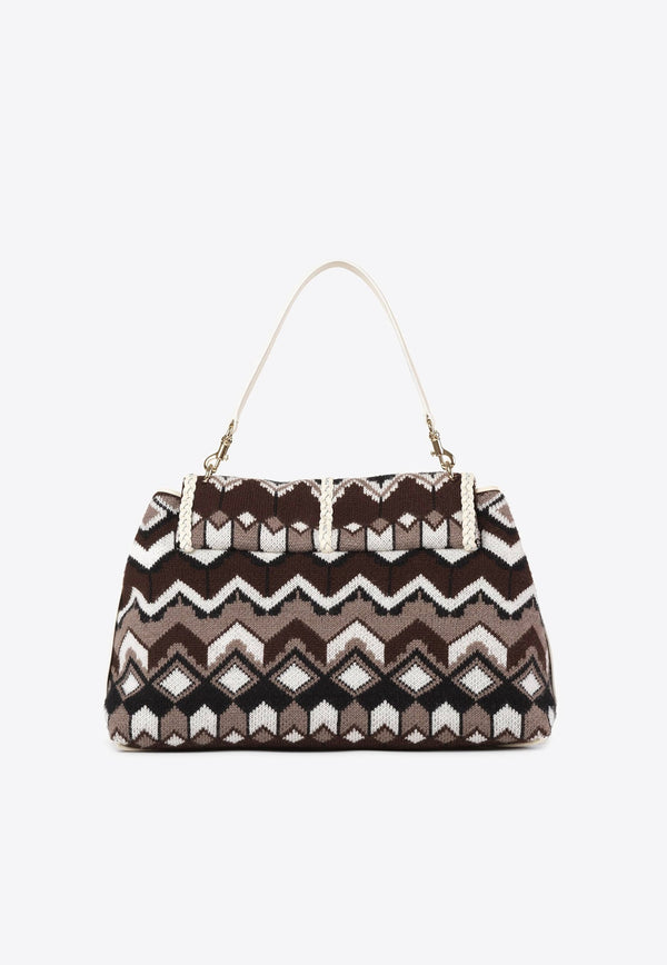Large Penelope Chevron Knitted Shoulder Bag