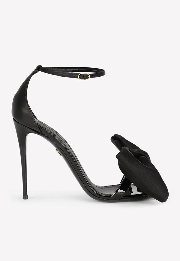 Keira 105 Satin Bow Sandals in Patent Leather