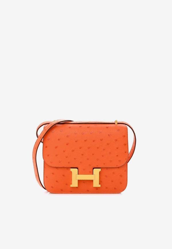 Constance 18 in Tangerine Ostrich Leather with Gold Hardware