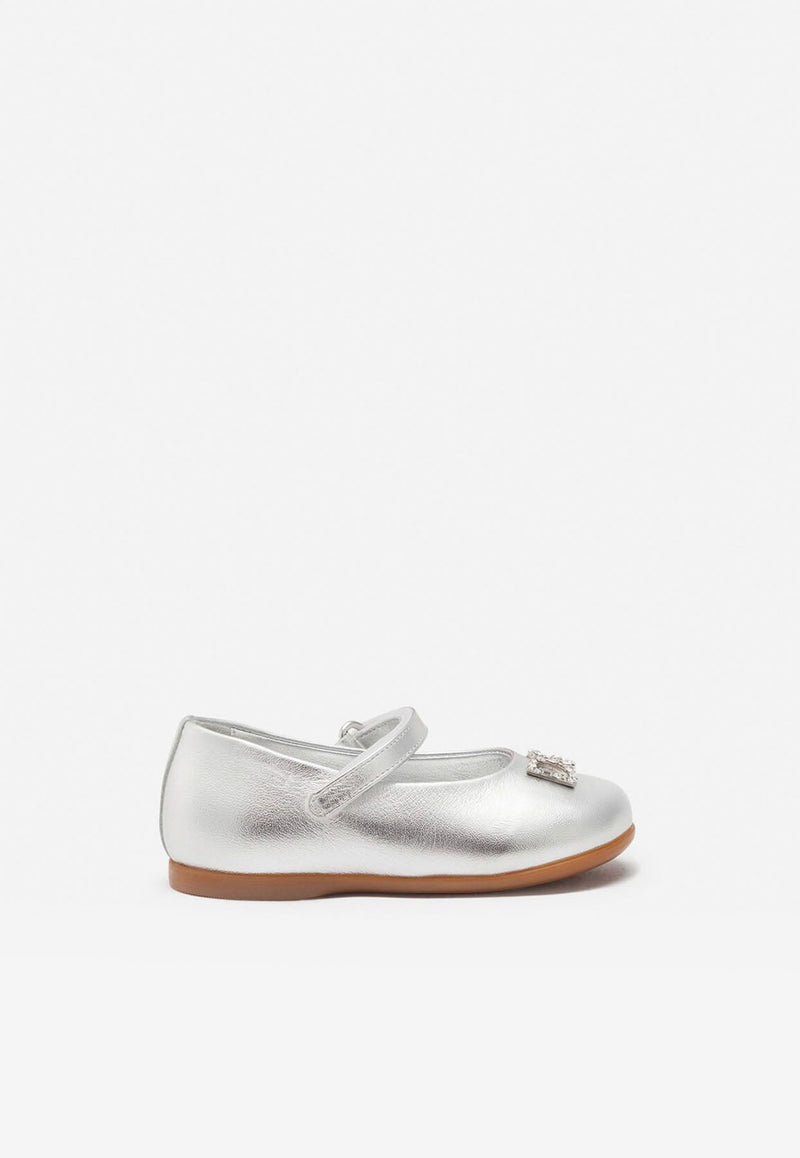 Baby Girls Mary Jane Metallic Leather Ballerinas