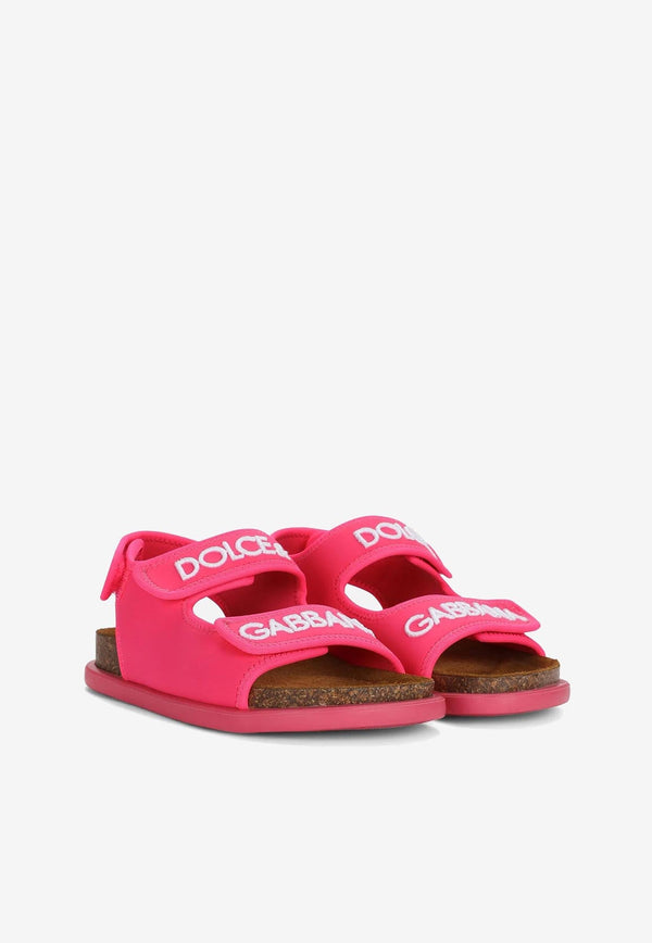 Girls Logo Embroidered Touch-Strap Sandals
