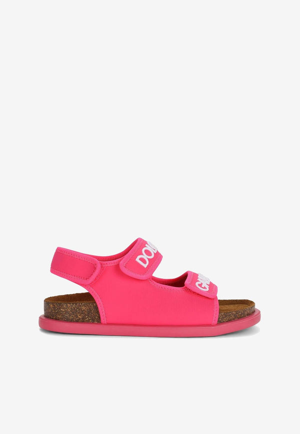 Girls Logo Embroidered Touch-Strap Sandals