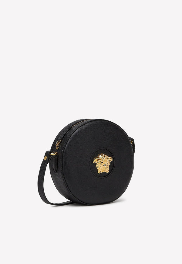 Medusa Round Crossbody Bag in Grained Leather