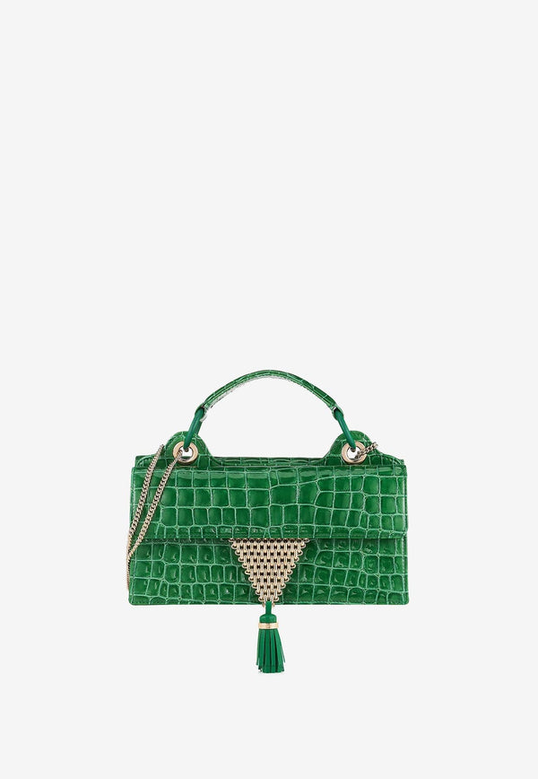 Downtown 24/7 Top Handle Bag in Croc-Embossed Leather