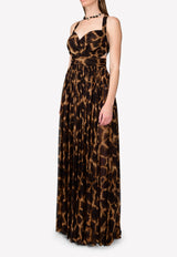 Silk Chiffon Giraffe-Print Gown with Crisscross Back