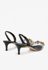 Ejecta Plexy 45 Slingback Pumps in Mirrored Leather