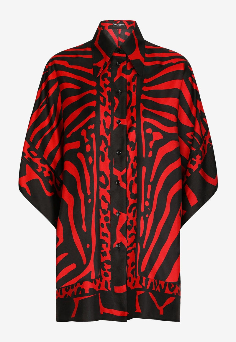 Zebra and Leopard-Print Silk Shirt