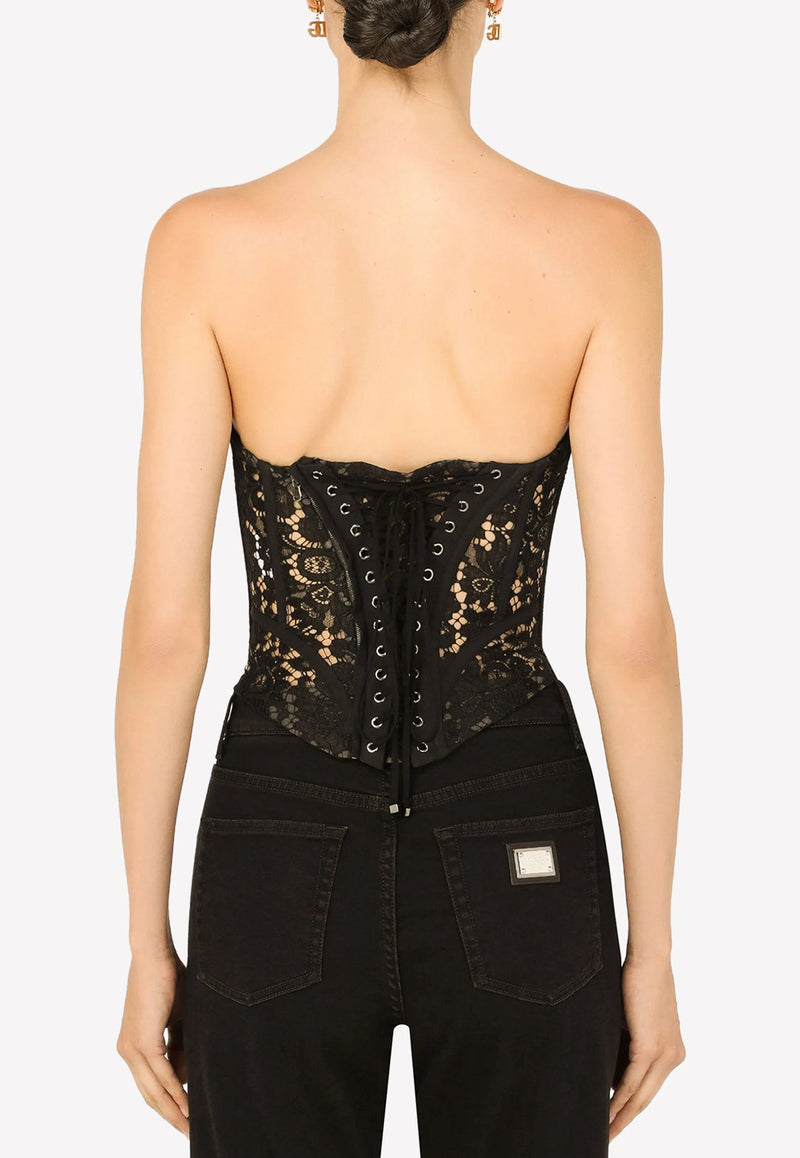 Lace Detail Bustier Cropped Top