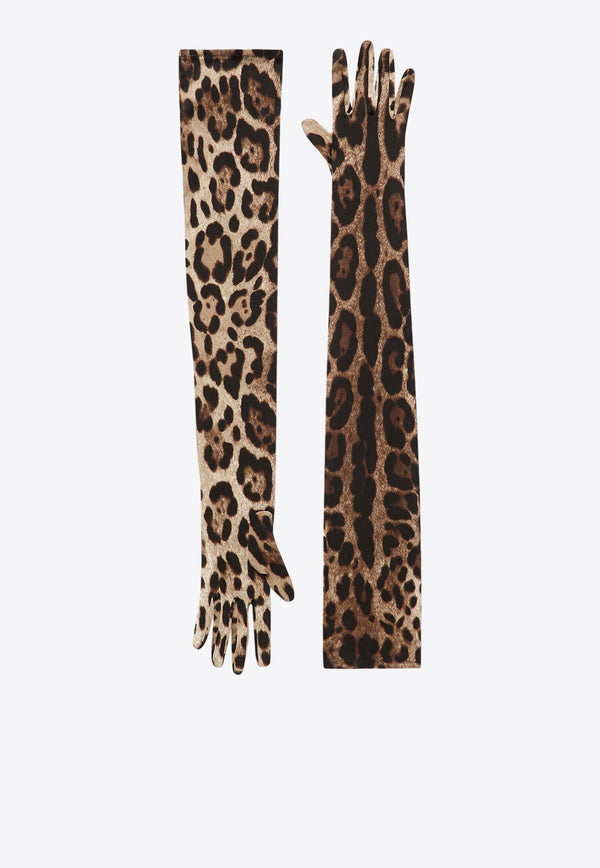 Leopard Print Long Stretch Gloves