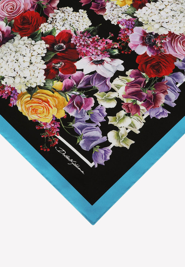 Floral Print Silk Twill Scarf