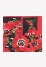 Floral Print Fringed Scarf