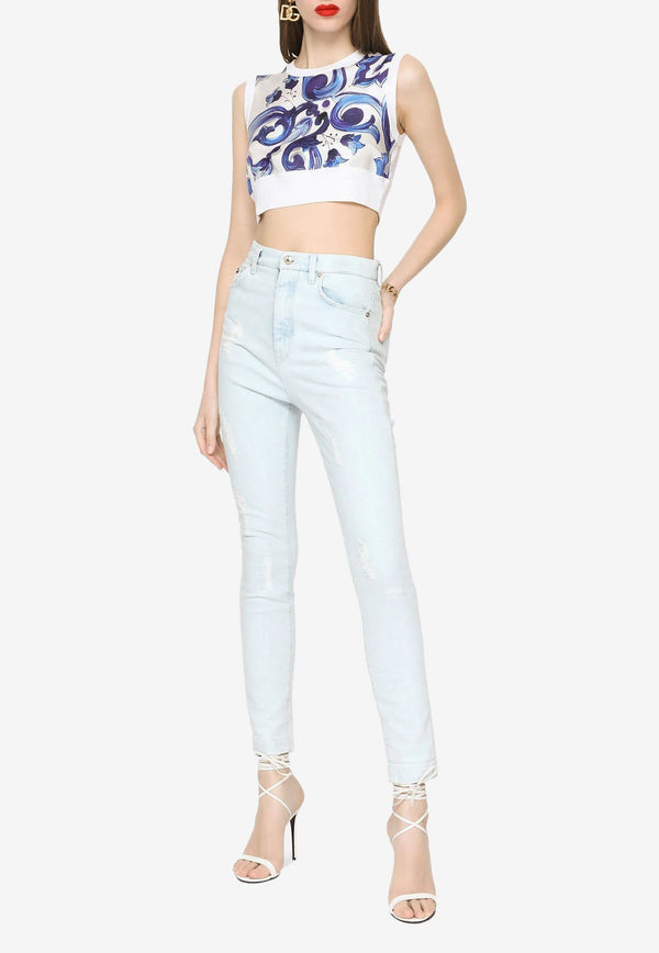 High-Waist Ripped Jeans