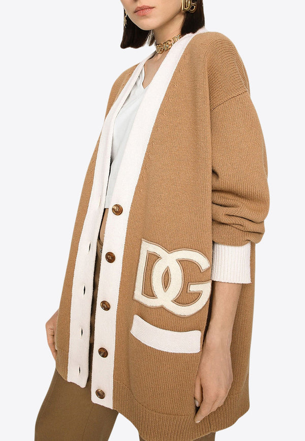 Embroidered Logo Patch Wool Cardigan