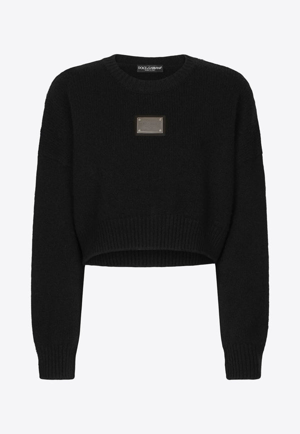 Logo Plate Knitted Cashmere Sweater