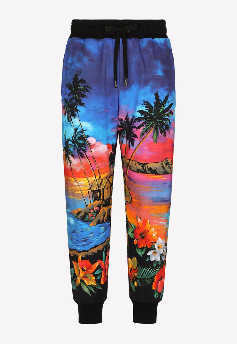 Hawaiian Print Track Pants
