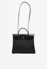 Herbag 31 in Black Toile and Vache Hunter Leather with Gold Hardware