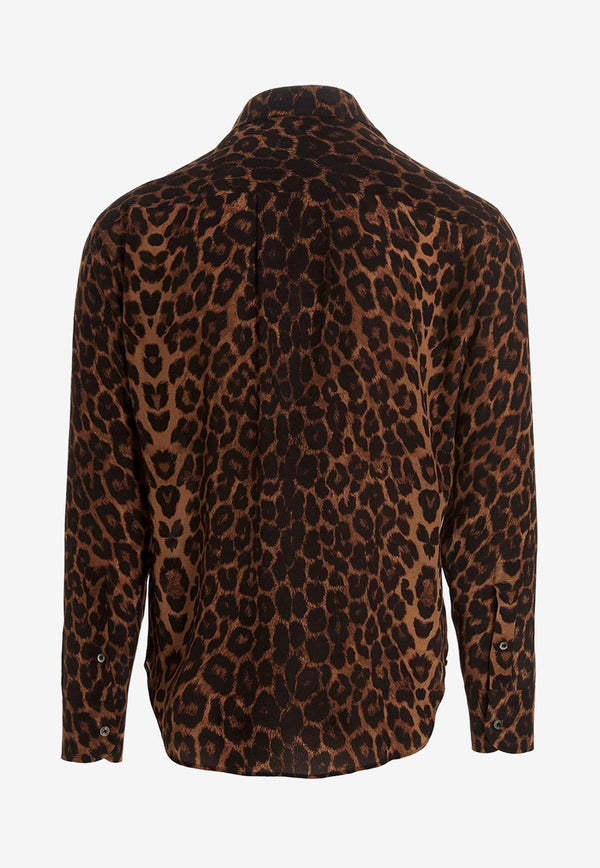 Leopard Print Long-Sleeved Shirt