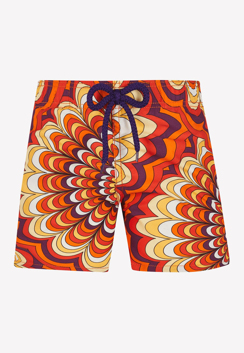 Boys 1975 Rosaces Printed Nylon Swim Shorts
