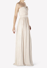 Rory Pleated Strapless Gown with Crossover Front