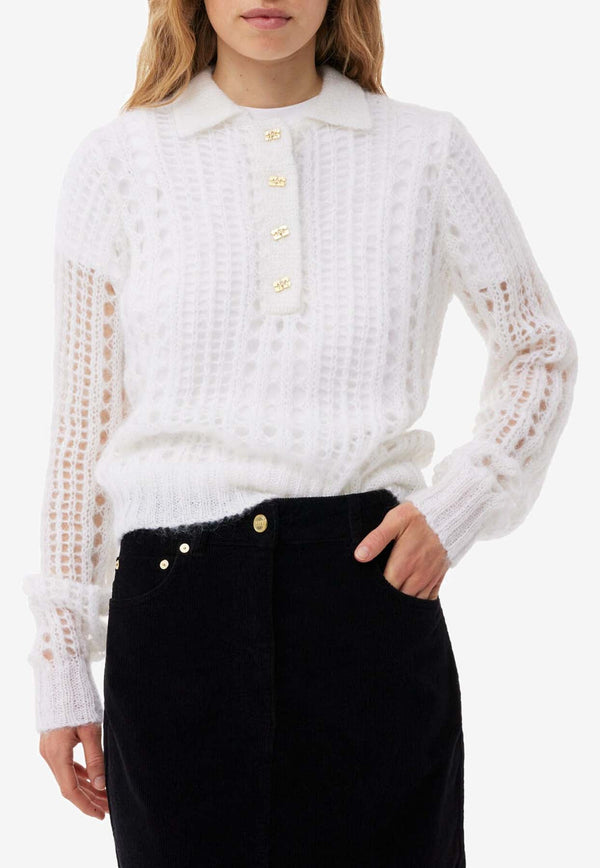 Mohair Lace Polo Sweater