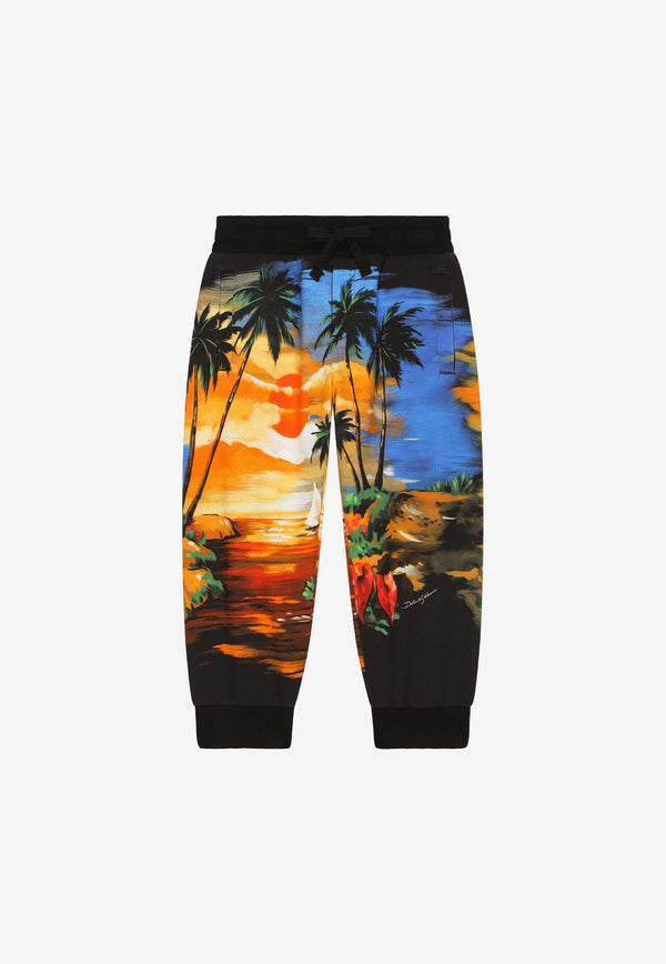 Boys Hawaiian Print Track Pants