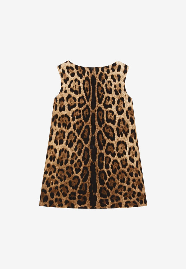Girls Leopard Print Midi Dress