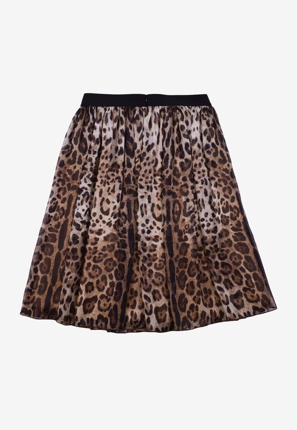 Girls Leopard Print Silk Skirt