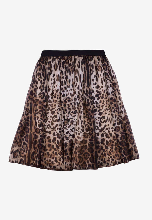 Girls Leopard Print Silk Skirt
