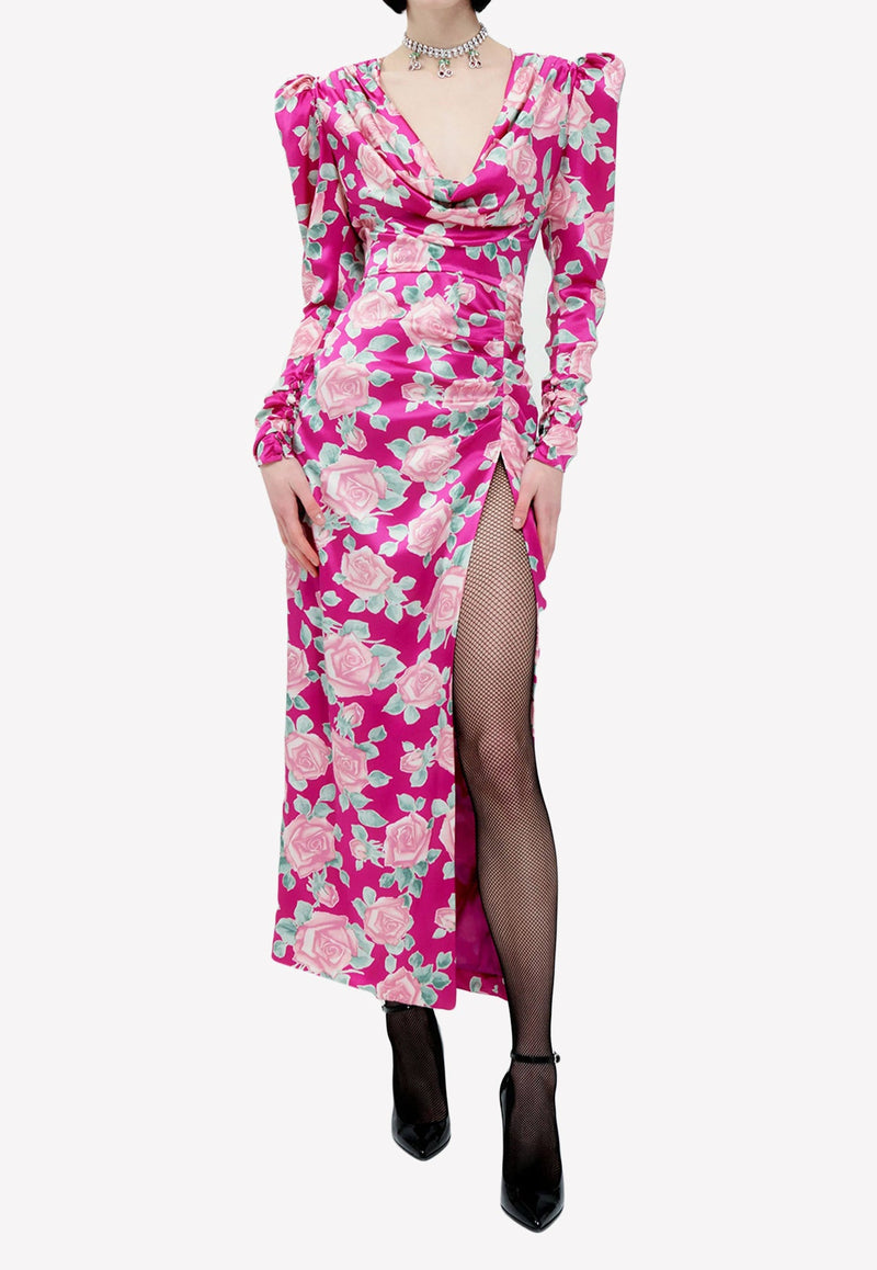 Floral Print Maxi Silk Dress
