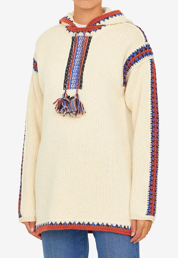 Jacquard Hooded Sweater in Wool