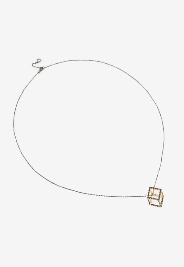 Cube Mirage Diamond Chain Necklace in 18-karat Rose Gold