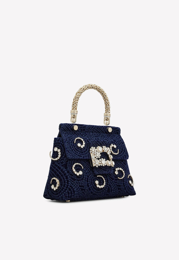 Viv' Cabas Crystal-Embellished Velvet Mini Bag
