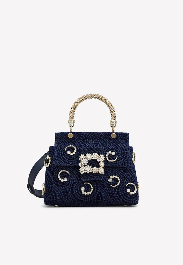 Viv' Cabas Crystal-Embellished Velvet Mini Bag