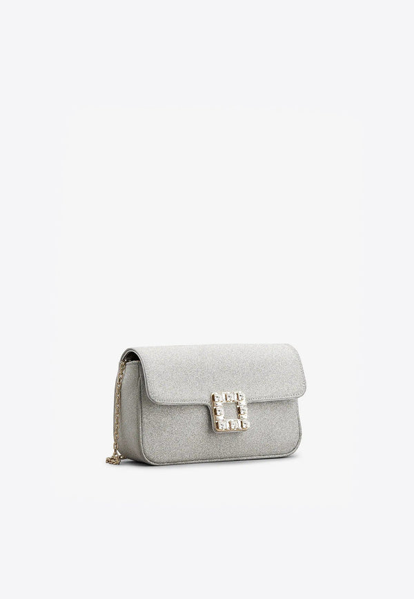 Mini Jeu de Fille Clutch Bag in Glitter Fabric