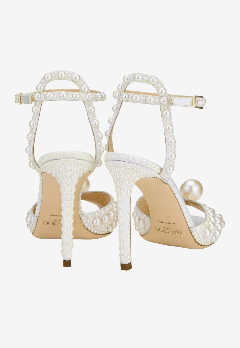 Sacora 100 Pearl-Embellished Satin Sandals