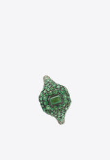 18 Karat Gold Emerald Pave Pinky Ring