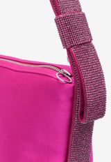 Crystal Bow Satin Shoulder Bag