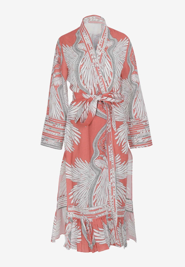 Hawai Printed Midi Robe Dress