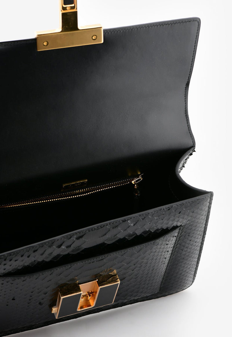Medium 001 Top Handle Bag in Python Leather