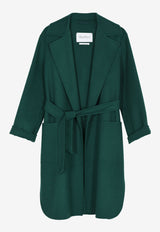 Long Wool Coat with Self-Tie Belt