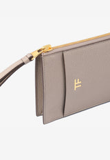 TF Zip Cardholder in Grained Leather with Wrist Strap