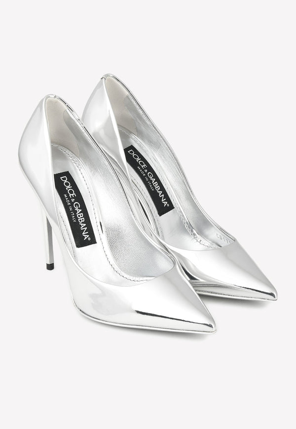 Cardinale 105 Pointed Pumps in Mirrored Leather