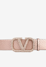 Crusted VLogo Snakeskin Belt