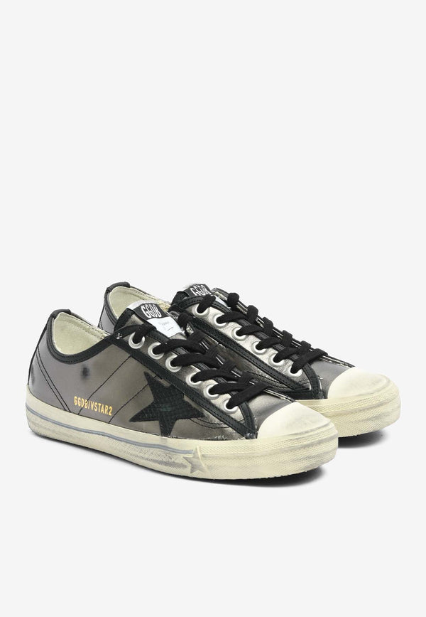 V-Star Laminated Leather Sneakers with Python Print Star